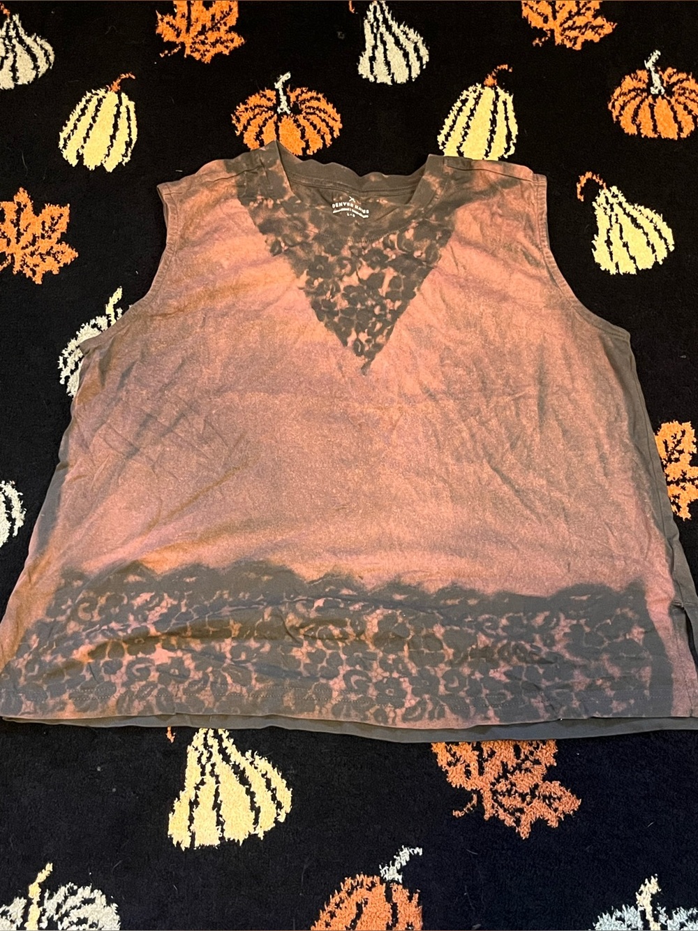 #16 Black & Rust Tie-Dye Tank with Lace-Effect Detail available on live sept 7th